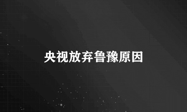 央视放弃鲁豫原因