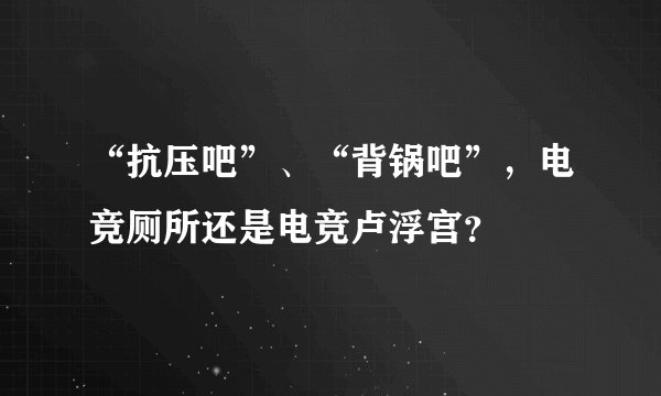 “抗压吧”、“背锅吧”,电竞厕所还是电竞卢浮宫?