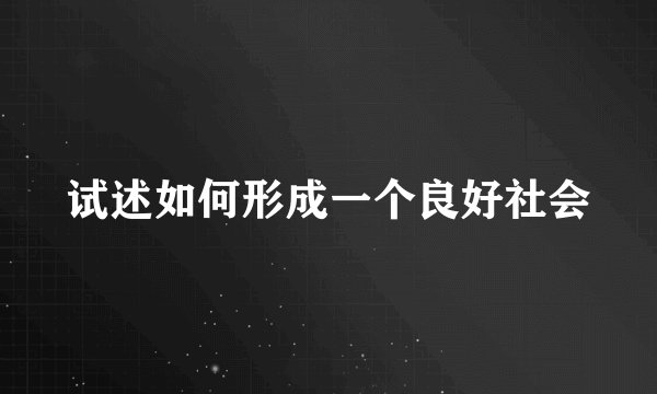 试述如何形成一个良好社会
