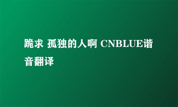 跪求 孤独的人啊 CNBLUE谐音翻译