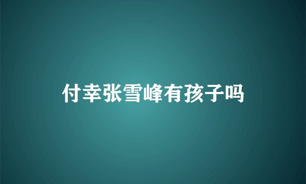 付幸张雪峰有孩子吗