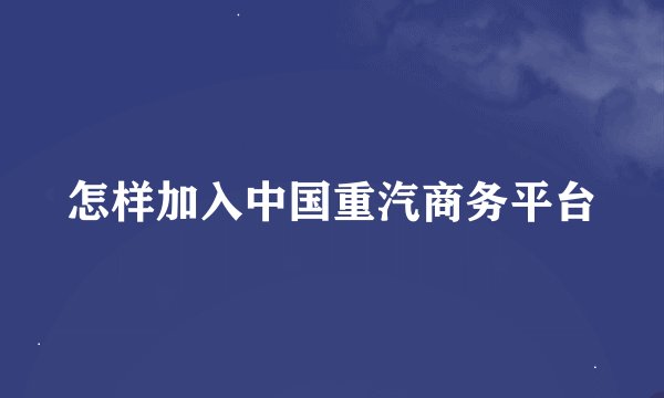 怎样加入中国重汽商务平台
