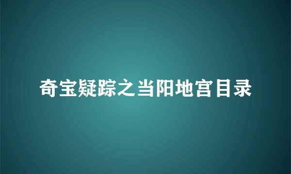 奇宝疑踪之当阳地宫目录