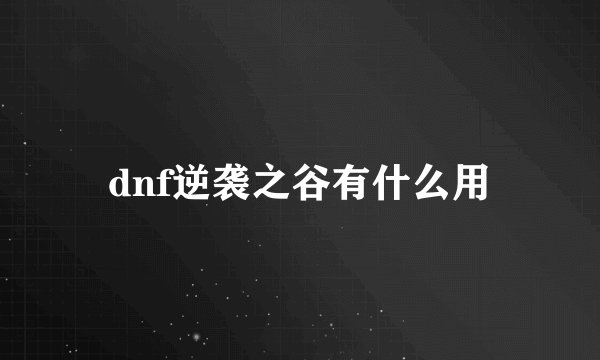 dnf逆袭之谷有什么用