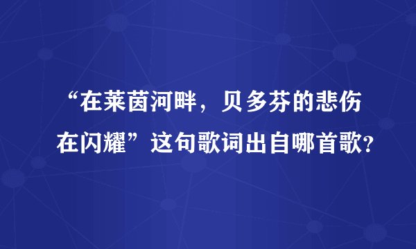 “在莱茵河畔，贝多芬的悲伤在闪耀”这句歌词出自哪首歌？