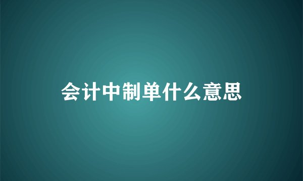 会计中制单什么意思