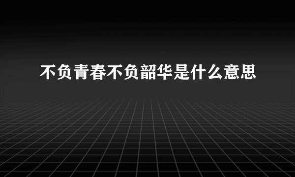 不负青春不负韶华是什么意思
