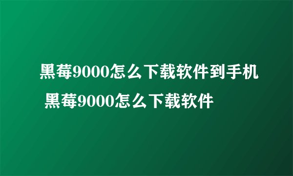 黑莓9000怎么下载软件到手机 黑莓9000怎么下载软件