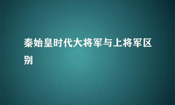 秦始皇时代大将军与上将军区别