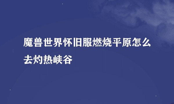 魔兽世界怀旧服燃烧平原怎么去灼热峡谷