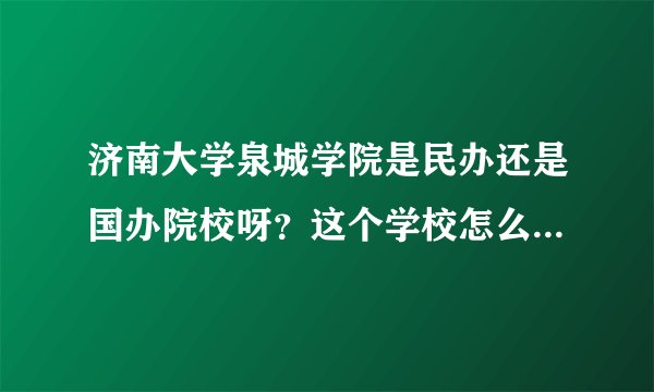 济南大学泉城学院是民办还是国办院校呀？这个学校怎么样？有乱收费的情况吗？谢谢您的回答…