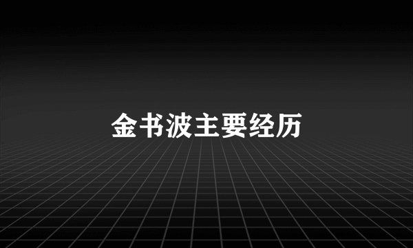 金书波主要经历