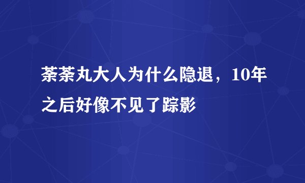 荼荼丸大人为什么隐退，10年之后好像不见了踪影