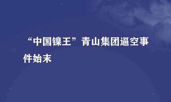“中国镍王”青山集团逼空事件始末