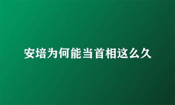 安培为何能当首相这么久