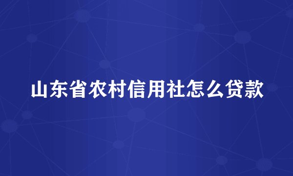 山东省农村信用社怎么贷款