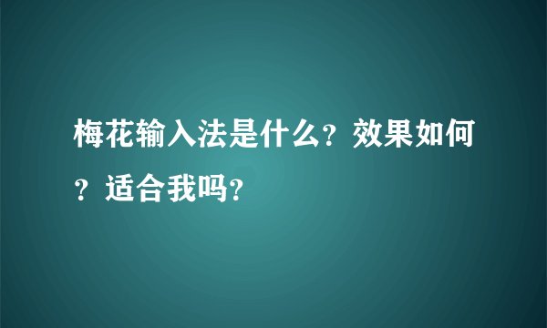 梅花输入法是什么？效果如何？适合我吗？