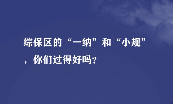 综保区的“一纳”和“小规”，你们过得好吗？