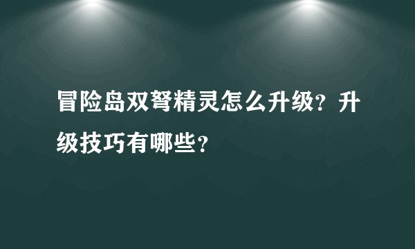 冒险岛双弩精灵怎么升级？升级技巧有哪些？