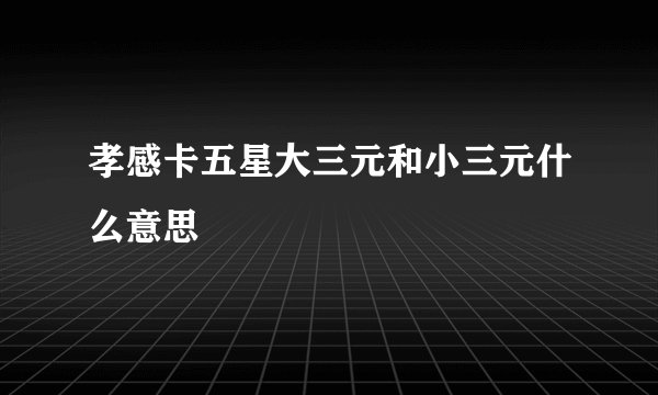 孝感卡五星大三元和小三元什么意思
