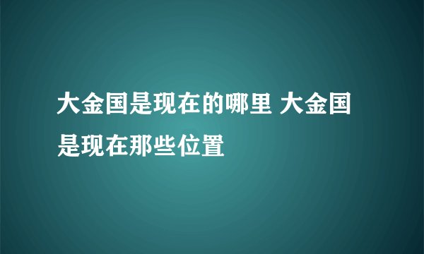 大金国是现在的哪里 大金国是现在那些位置