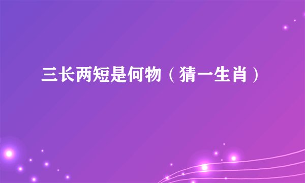 三长两短是何物(猜一生肖)