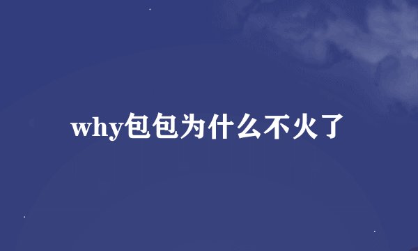 why包包为什么不火了