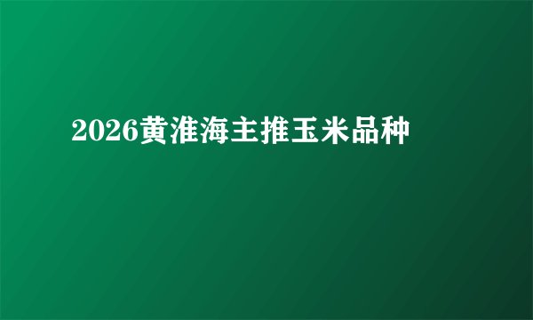 2026黄淮海主推玉米品种