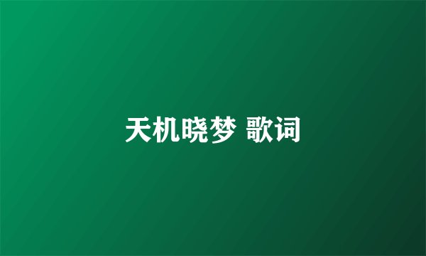 天机晓梦 歌词