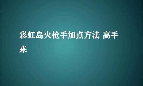 彩虹岛火枪手加点方法 高手来