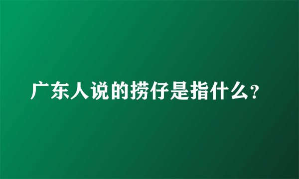 广东人说的捞仔是指什么？