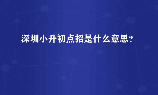 深圳小升初点招是什么意思？