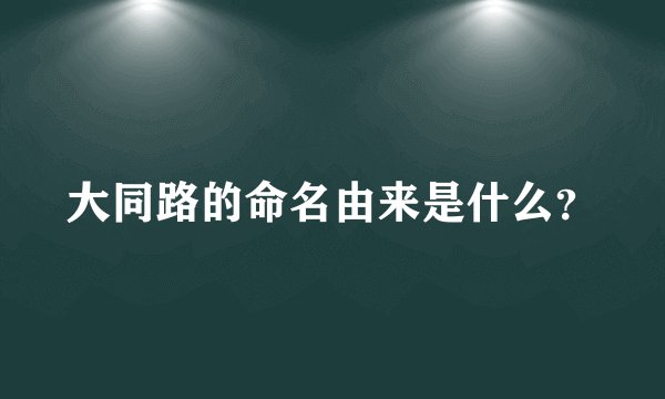 大同路的命名由来是什么？