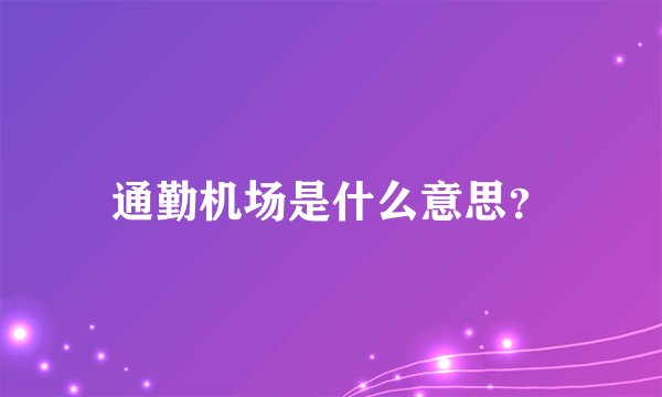 通勤机场是什么意思？