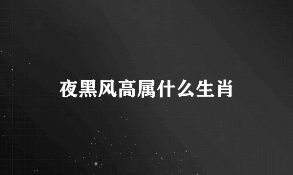 夜黑风高属什么生肖