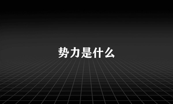 势力是什么