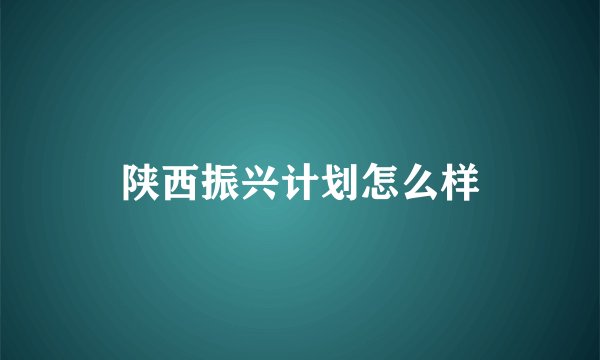 陕西振兴计划怎么样