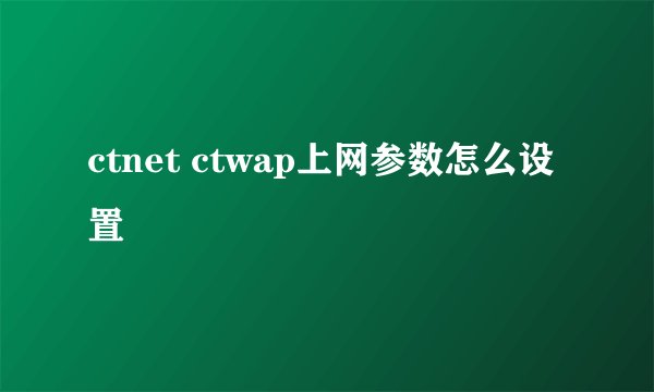 ctnet ctwap上网参数怎么设置