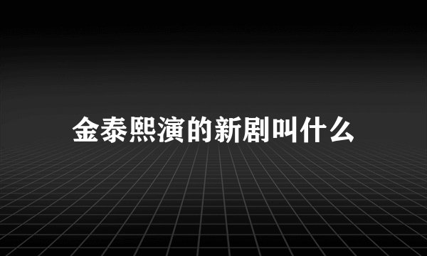 金泰熙演的新剧叫什么