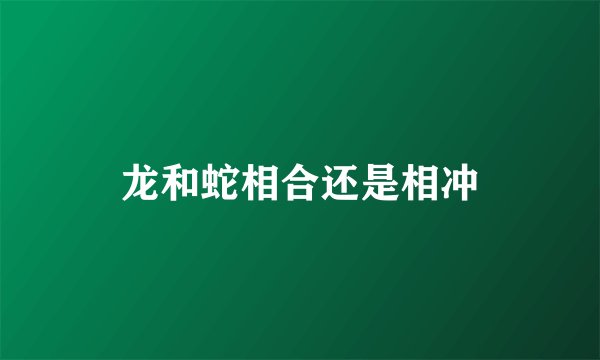 龙和蛇相合还是相冲