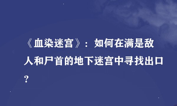 《血染迷宫》:如何在满是敌人和尸首的地下迷宫中寻找出口?