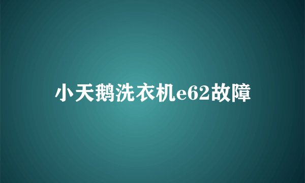 小天鹅洗衣机e62故障