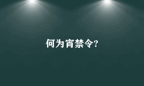 何为宵禁令?