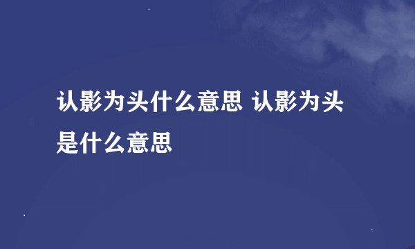 认影为头什么意思 认影为头是什么意思