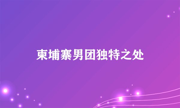 柬埔寨男团独特之处