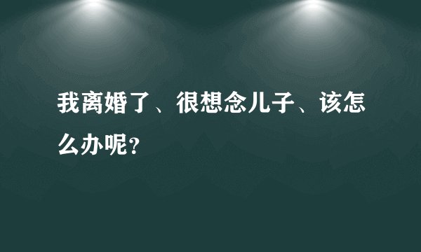 我离婚了、很想念儿子、该怎么办呢？