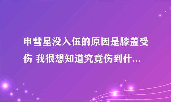 申彗星没入伍的原因是膝盖受伤 我很想知道究竟伤到什么程度 知道彗星做过六次手术吧 还想知道这是不是真的