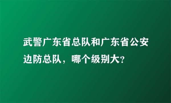 武警广东省总队和广东省公安边防总队，哪个级别大？