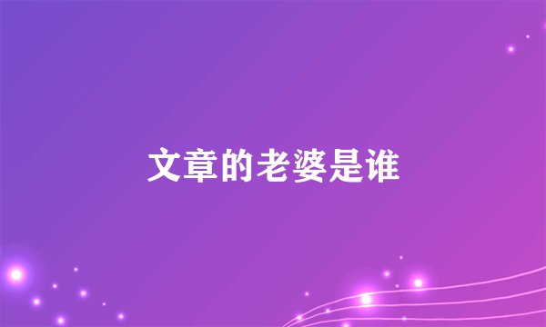 文章的老婆是谁