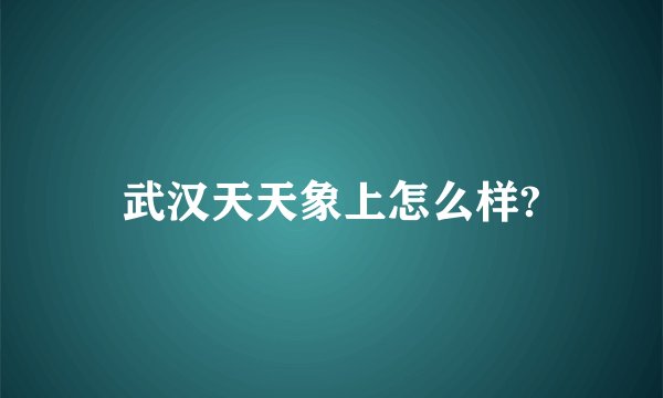 武汉天天象上怎么样?